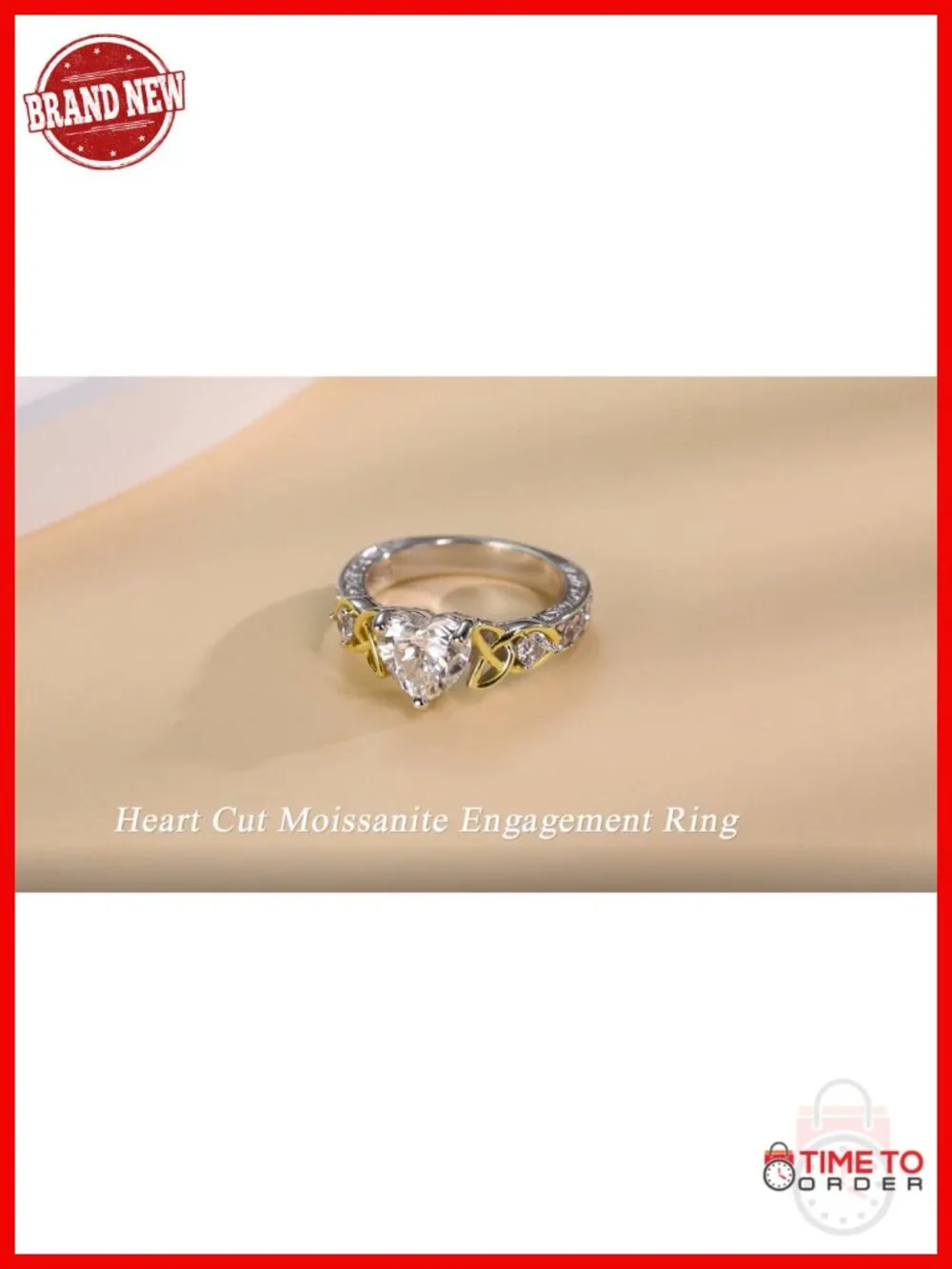 2CT Moissanite Heart Promise Ring, 925 Sterling Silver Celtic Knot Engagement
